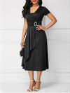 Solid Draped Midi Dress