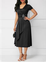 Solid Draped Midi Dress