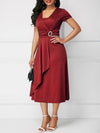 Solid Draped Midi Dress