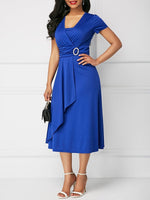 Solid Draped Midi Dress
