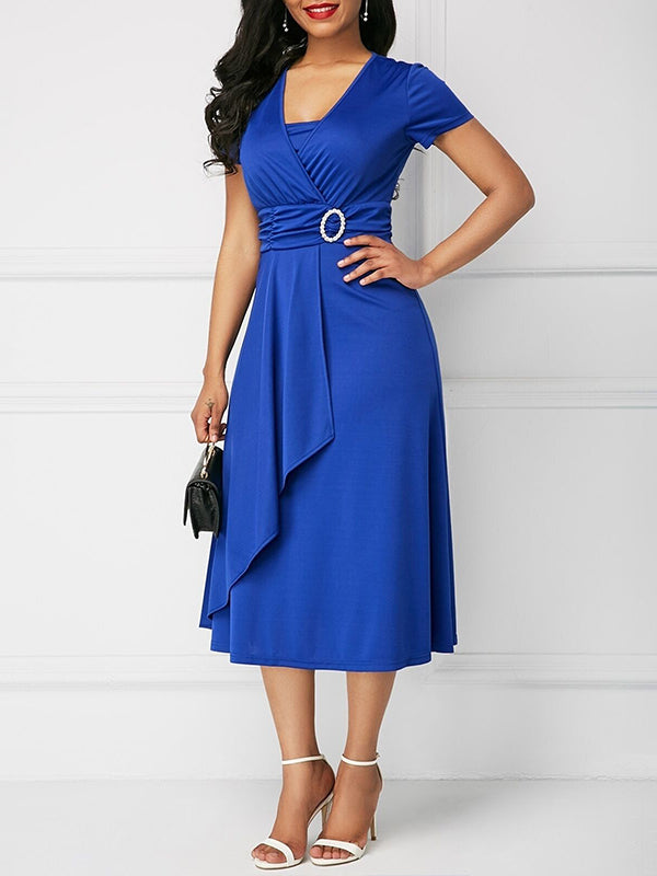 Solid Draped Midi Dress