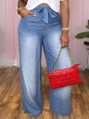 Belted Wide-Leg Jeans