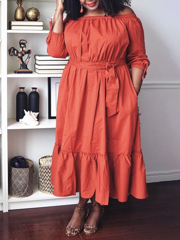 Off-Shoulder Tied Ruffle Dress
