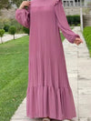 Solid Ruffle Pleated Dress
