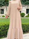 Solid Ruffle Pleated Dress