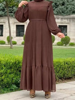 Solid Ruffle Pleated Dress