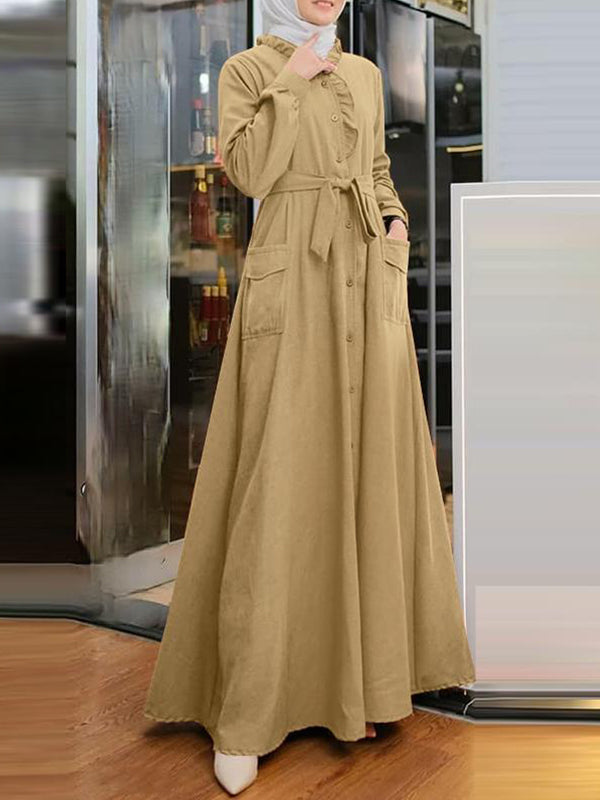Frilled Tied Shirt Dress