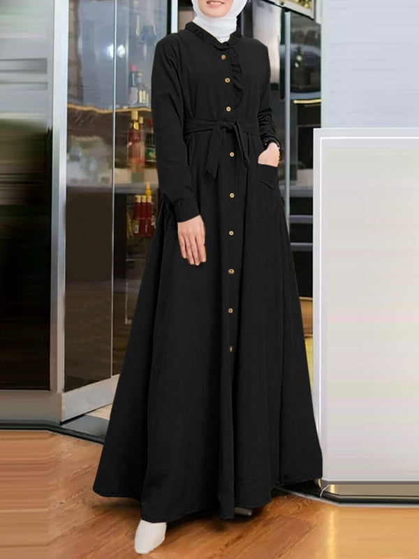 Frilled Tied Shirt Dress