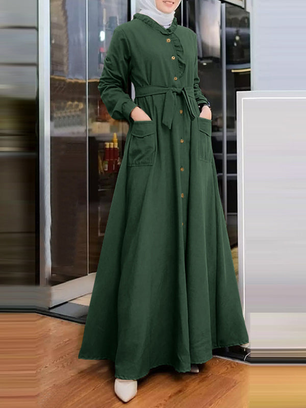 Frilled Tied Shirt Dress