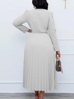 V-Neck Pleated Dress