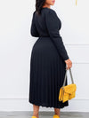 V-Neck Pleated Dress
