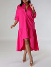 Solid Asymmetric Shirt Dress