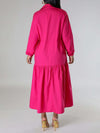 Solid Asymmetric Shirt Dress