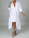 Solid Asymmetric Shirt Dress