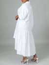 Solid Asymmetric Shirt Dress