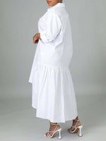 Solid Asymmetric Shirt Dress