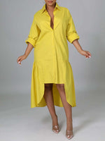 Solid Asymmetric Shirt Dress