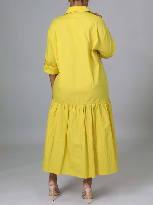 Solid Asymmetric Shirt Dress