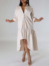 Solid Asymmetric Shirt Dress