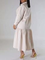 Solid Asymmetric Shirt Dress