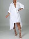 Solid Asymmetric Shirt Dress