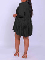 Solid Ruffle Shirt Dress
