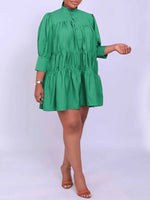 Solid Ruffle Shirt Dress