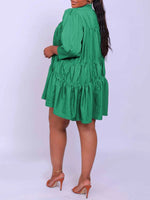 Solid Ruffle Shirt Dress