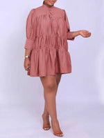 Solid Ruffle Shirt Dress