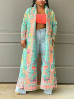 Beautiedoll Printed Open-Front Duster