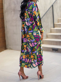 Beautiedoll Printed Tied Pleated Dress