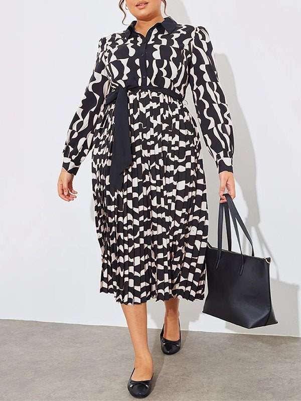Printed Pleated Dress