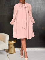 Beautiedoll Solid Tied-Neck Dress