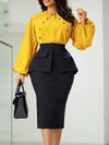 Button Blouse & Pencil Skirt Set