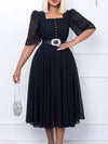 Beautiedoll Lace Combo Belted Dress