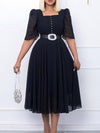 Beautiedoll Lace Combo Belted Dress