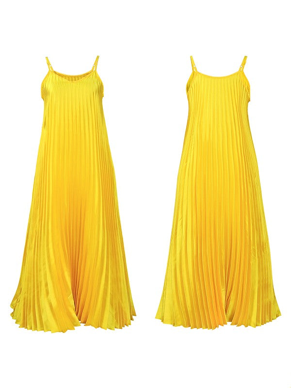 Beautiedoll Solid Pleated Cami Dress