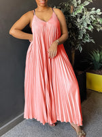 Solid Pleated Cami Dress