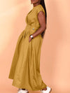 Solid Button-Waist Sleeveless Dress