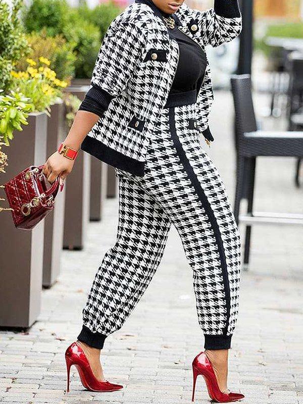 Houndstooth Jacket & Pants Set