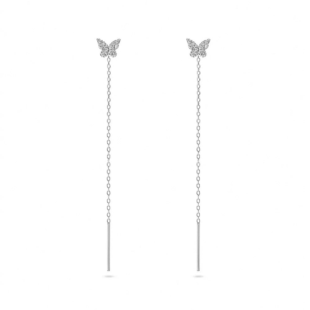 Zirconia Butterfly Threader Earrings