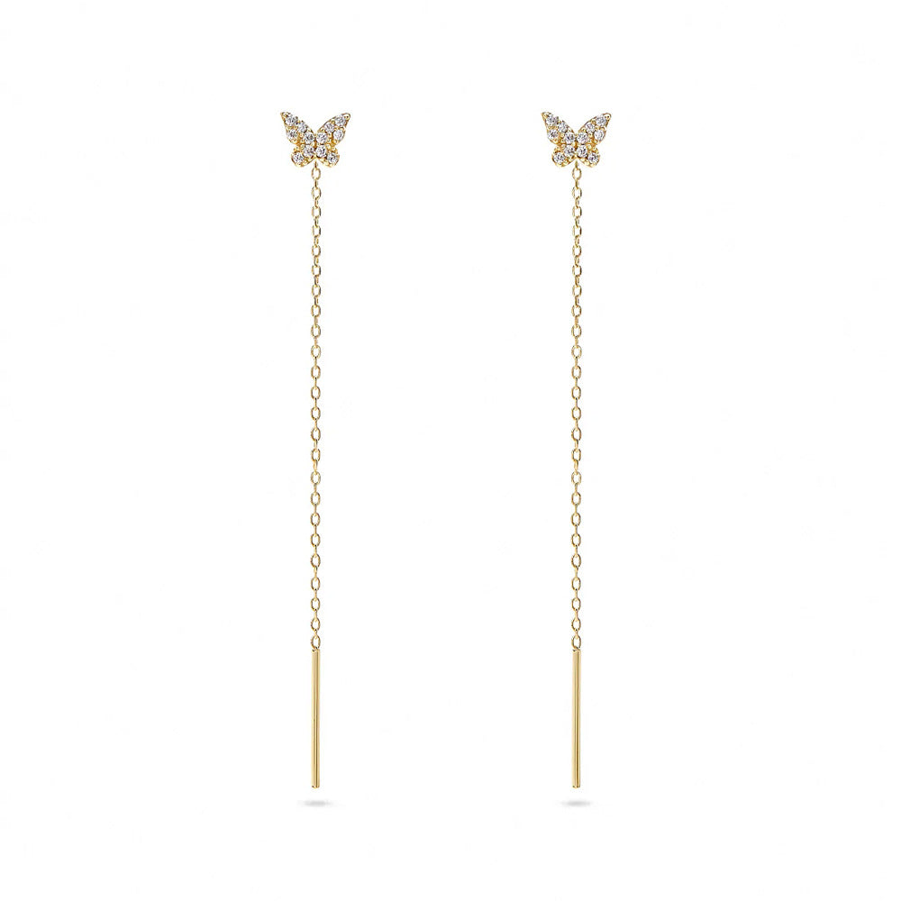 Zirconia Butterfly Threader Earrings