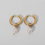 Elongated Pearl Hoops