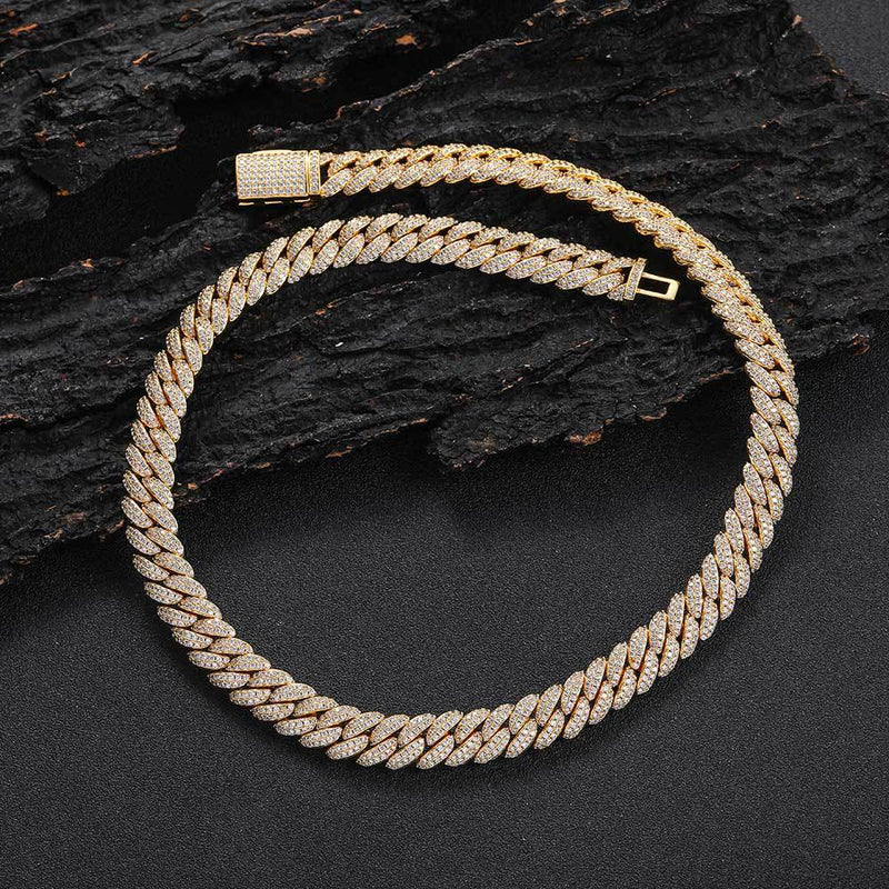 10mm Diamond Cuban Link Chain In Gold