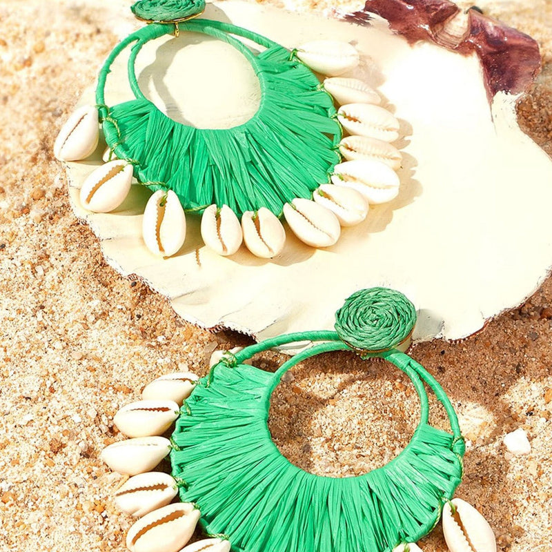 Shell Green Drop Earrings